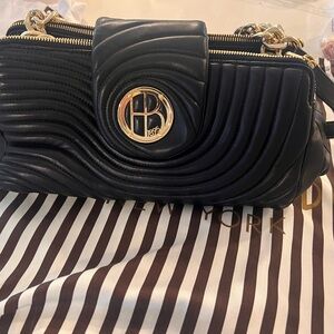 Vintage Henri Bendel Quilted Leather Shoulder Bag -Gold Accents/HB logo